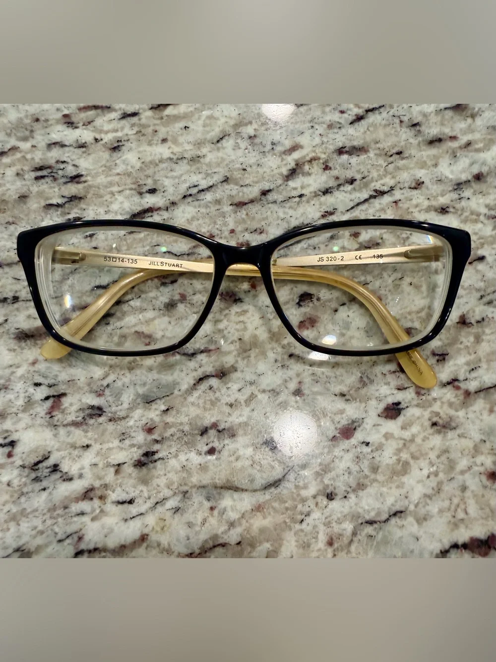 Jill Stuart JS 320-2 Black Gold Floral Engraved Eyeglasses Frames 53-14-135